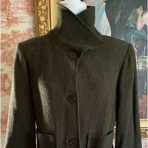 St. John Retro Olive Green Textured Jacket